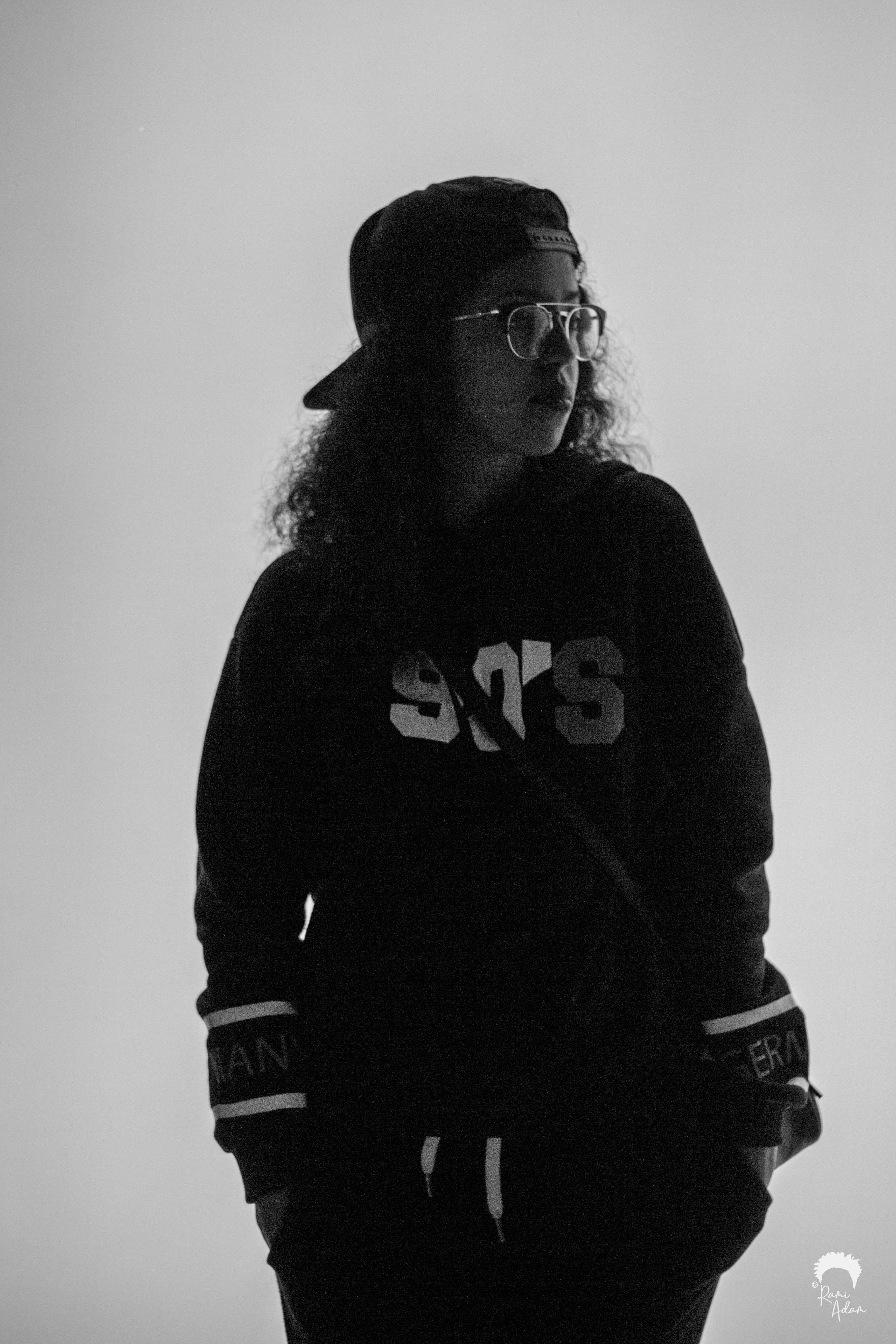 Portrait in warm hallway light